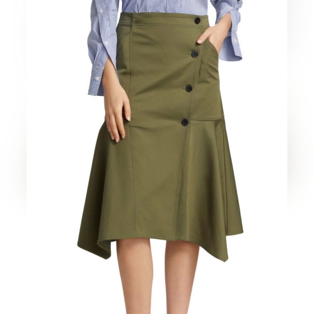 Derek lam 10 crosby army green midi skirt